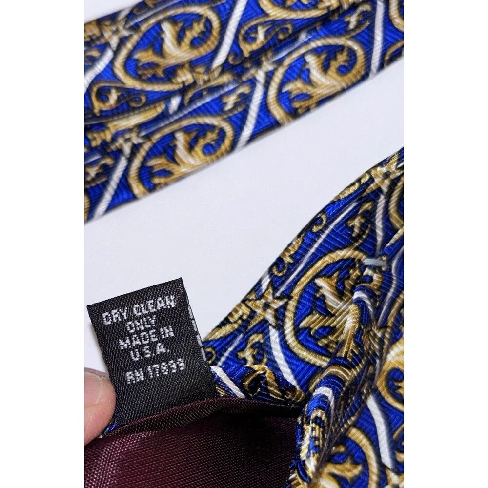 Smithsonian Silk Tie Blue And Gold Stars Cornucopia USA Made